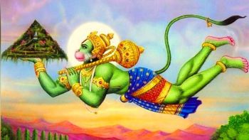 painting-of-hanuman-carrying-sanjeevani-mountain-from-india